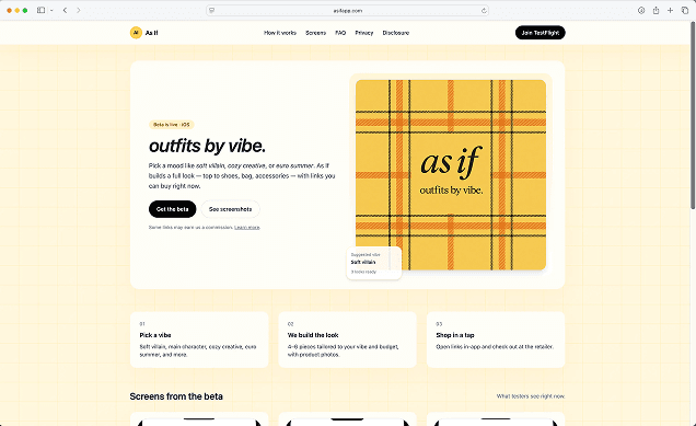 As If website hero