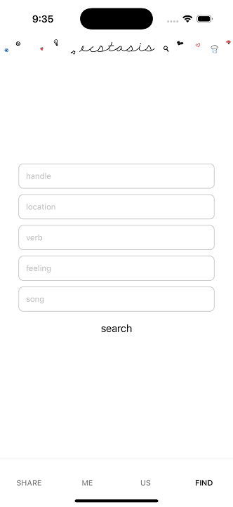 Ecstasis FIND screen