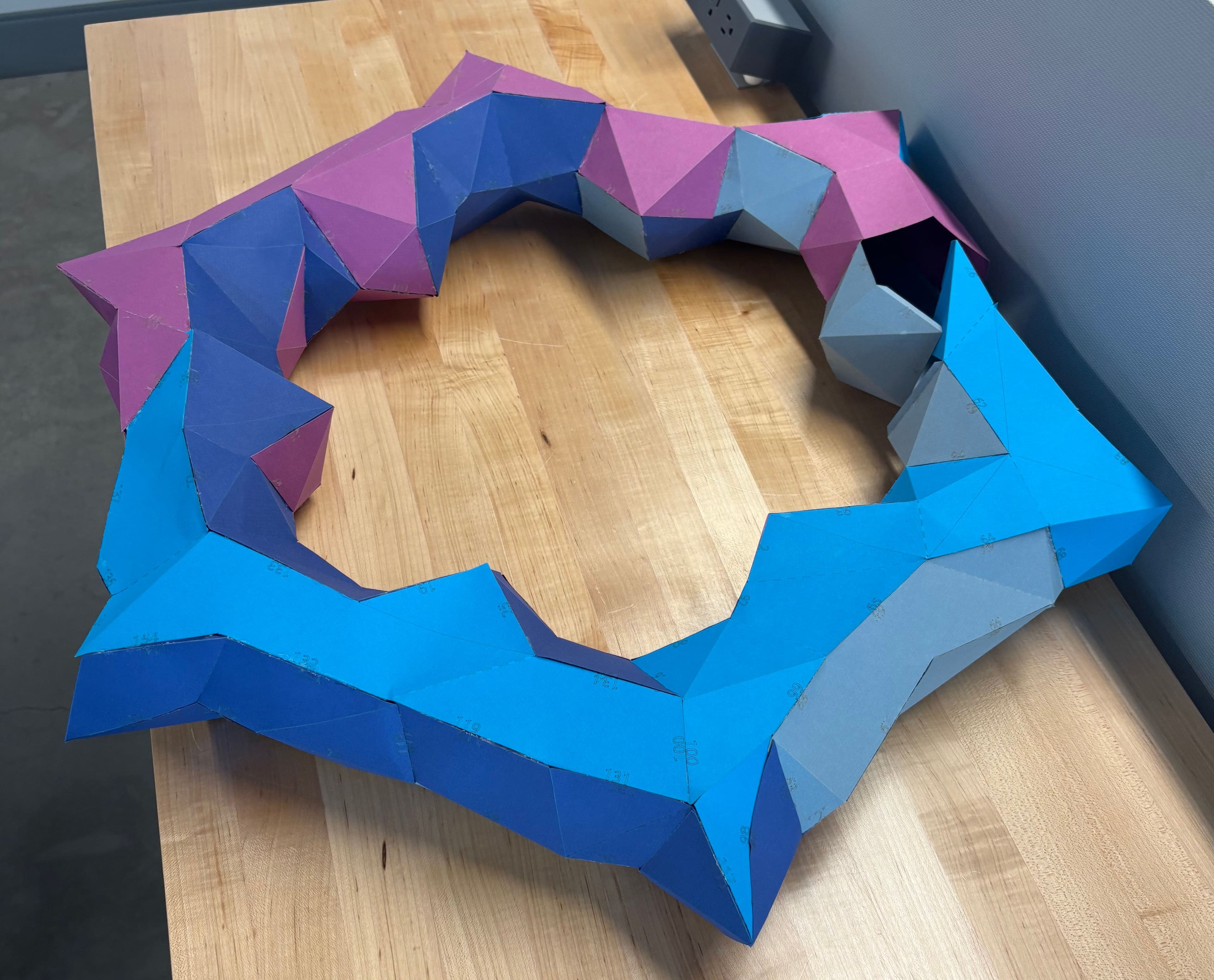 Paper form created using Rhino and Pepakura