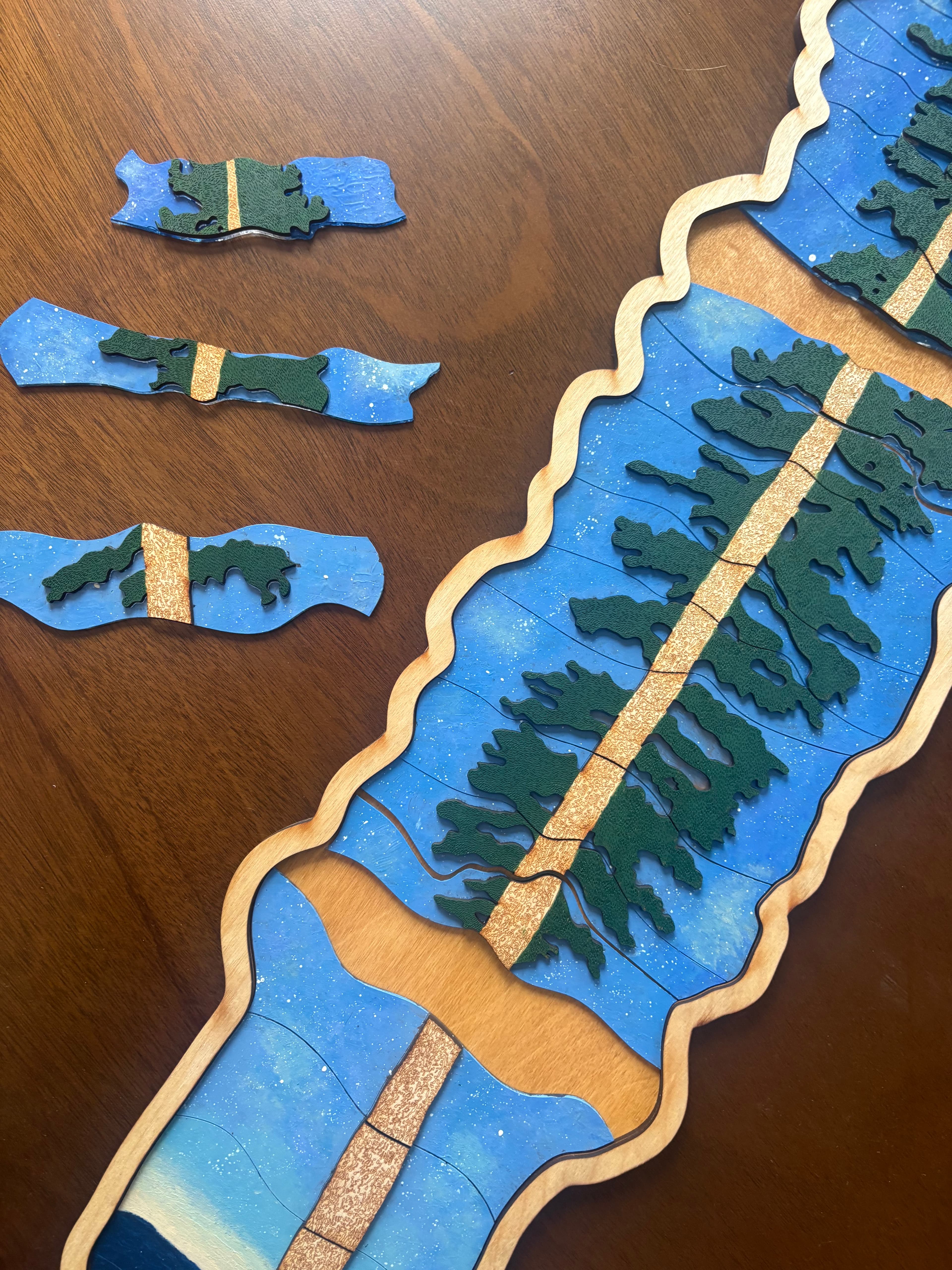 Pine Puzzle with several pieces removed