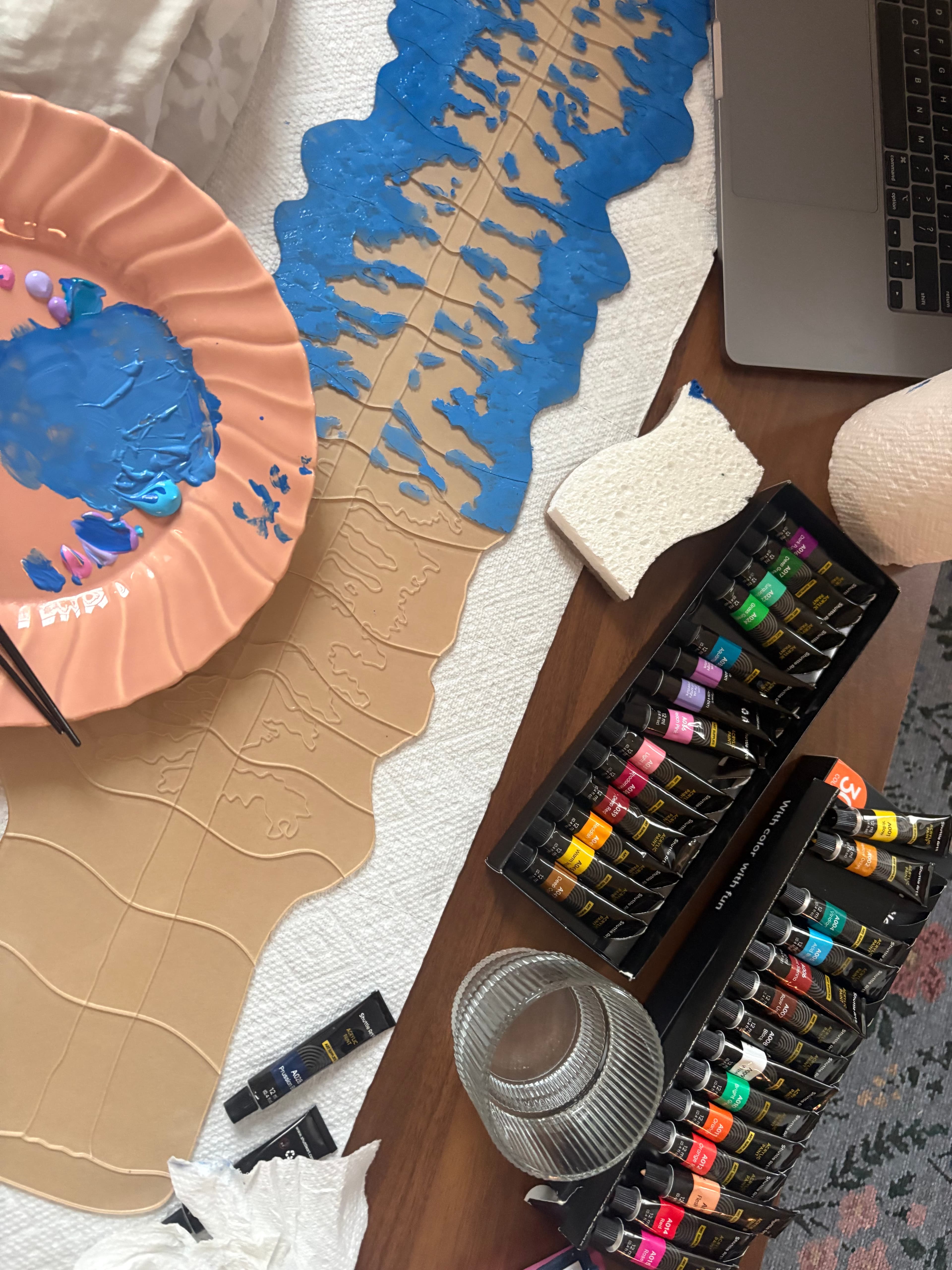 Painting the Pine Puzzle sky during finishing